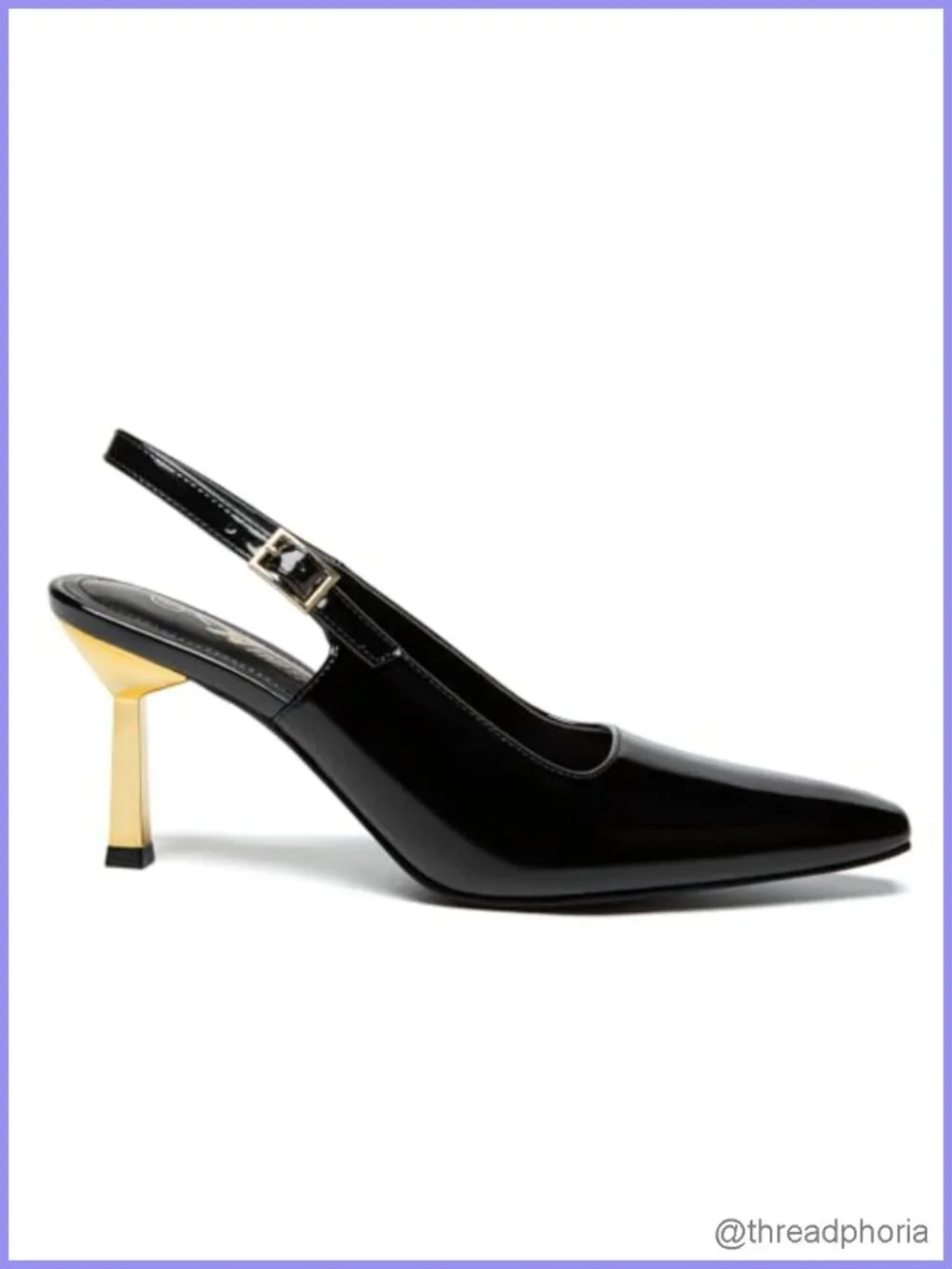Women's Kitten Heel Square Toe Patent Leather Pumps with Buckle